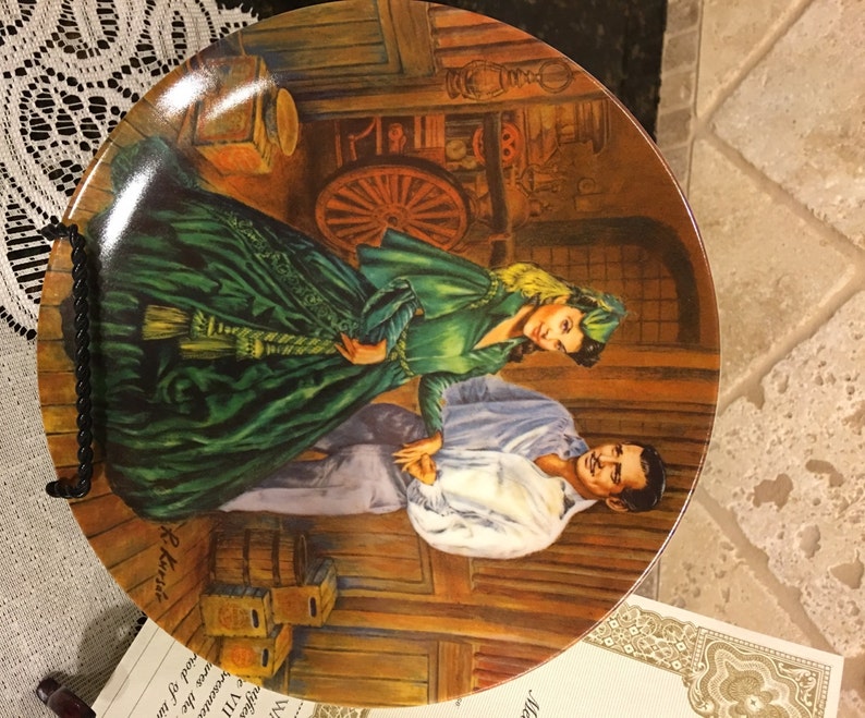 Gone With the Wind scarlett's Green Dress Vintage Collectible Plate by Knowles With COA / MIB