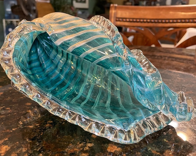 Large Murano Style Glass Conch Shell Art Glass! Italian Art Glass Sea ...