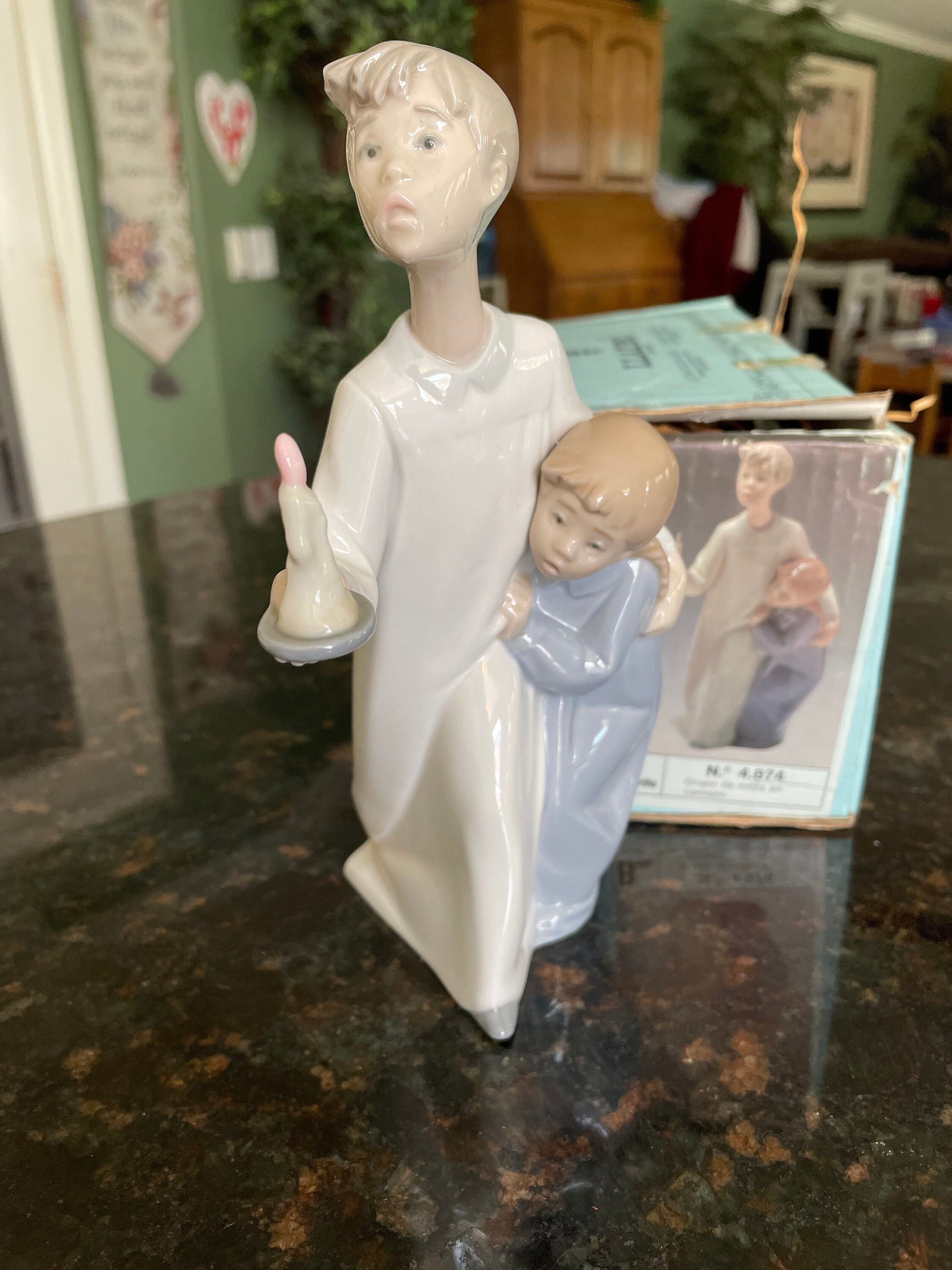 Lladro #4874 Boy With Candle Glaze Finish Retired, Mint Condition