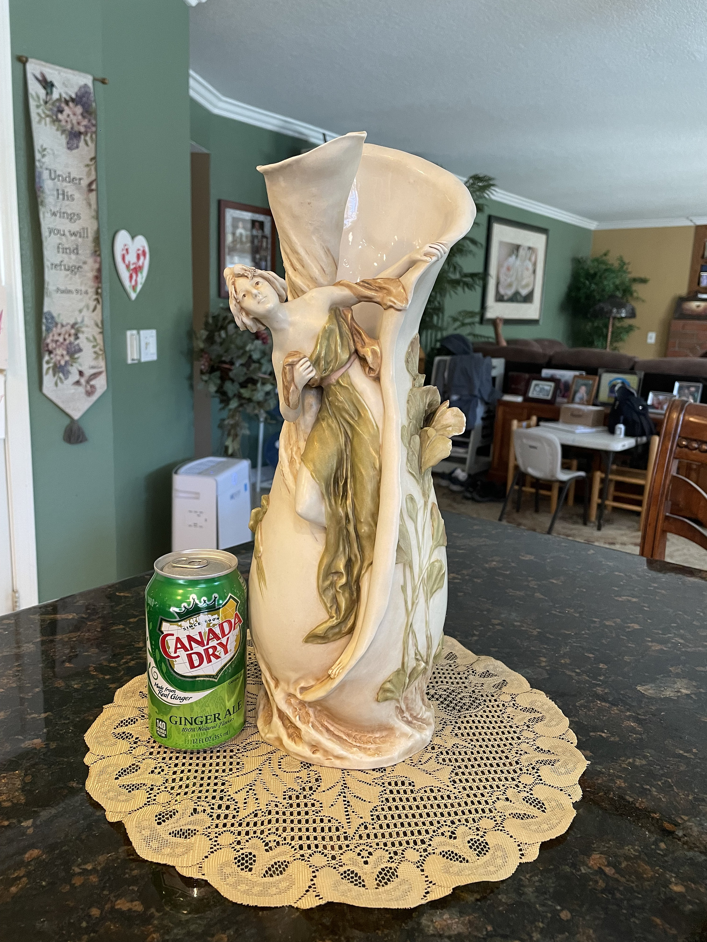 Huge XL ROYAL DUX Ceramic Maiden Girl Figural Art Nouveau Vase