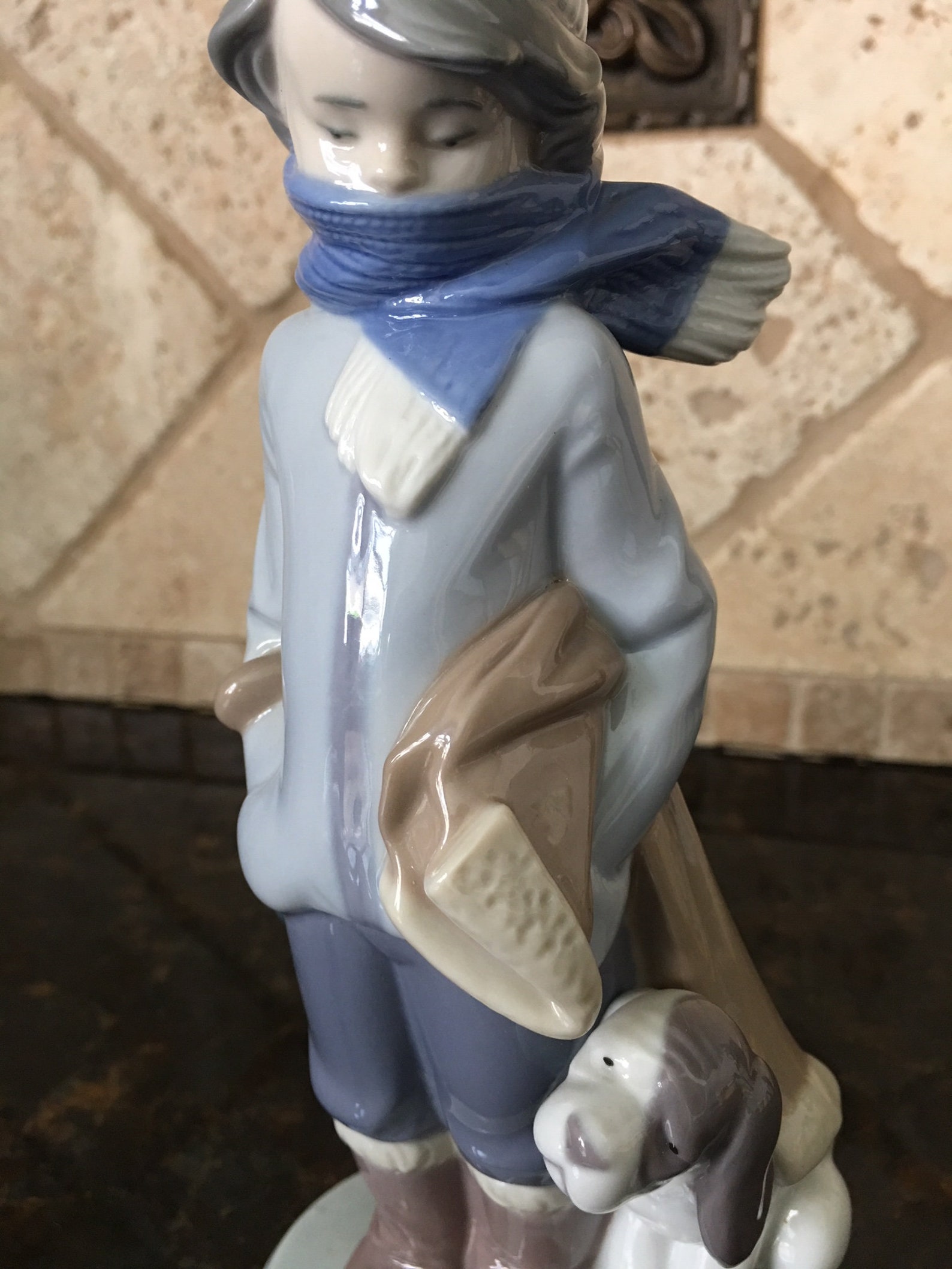 Lladro Figurine Winter Boy With Dog Retired 5220 Etsy