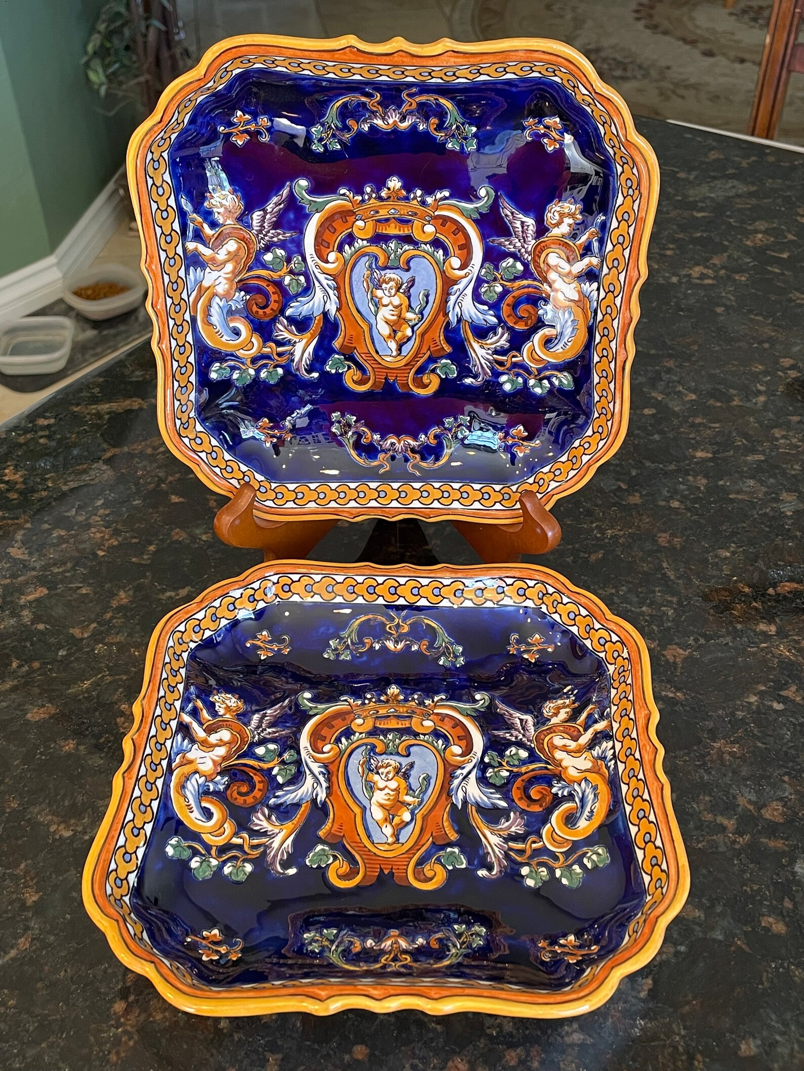 16-piece RARE GIEN FRANCE Renaissance Fond Bleu Pattern Tea Set 4 ...