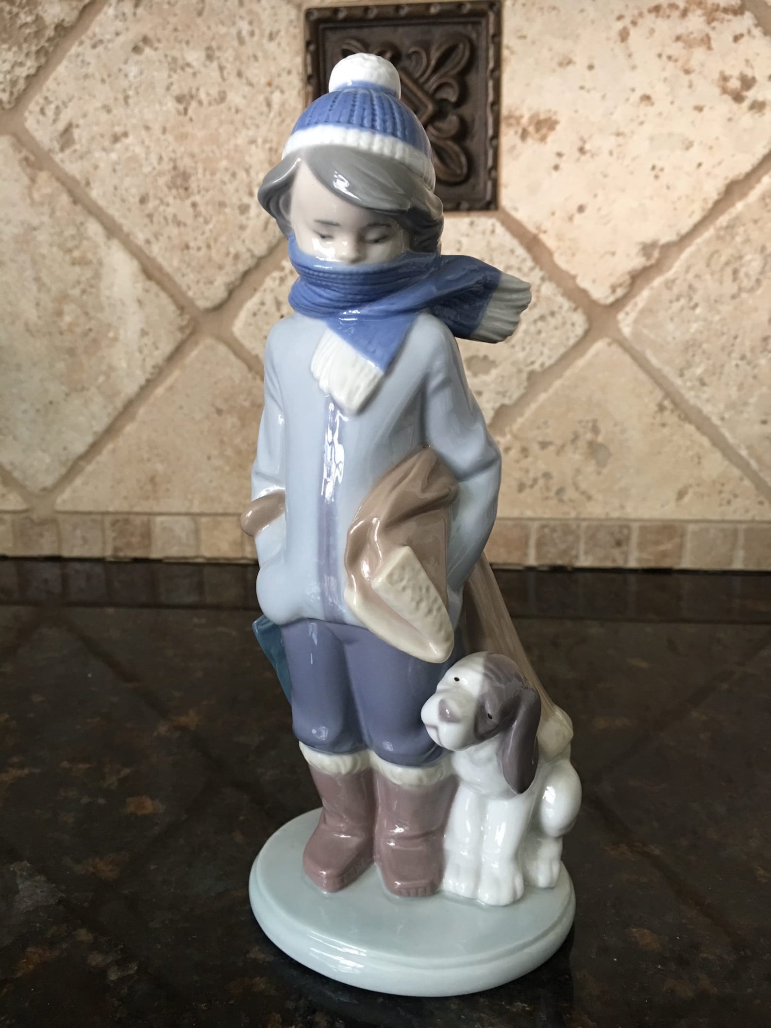Lladro Figurine Winter Boy With Dog Retired 5220 Etsy