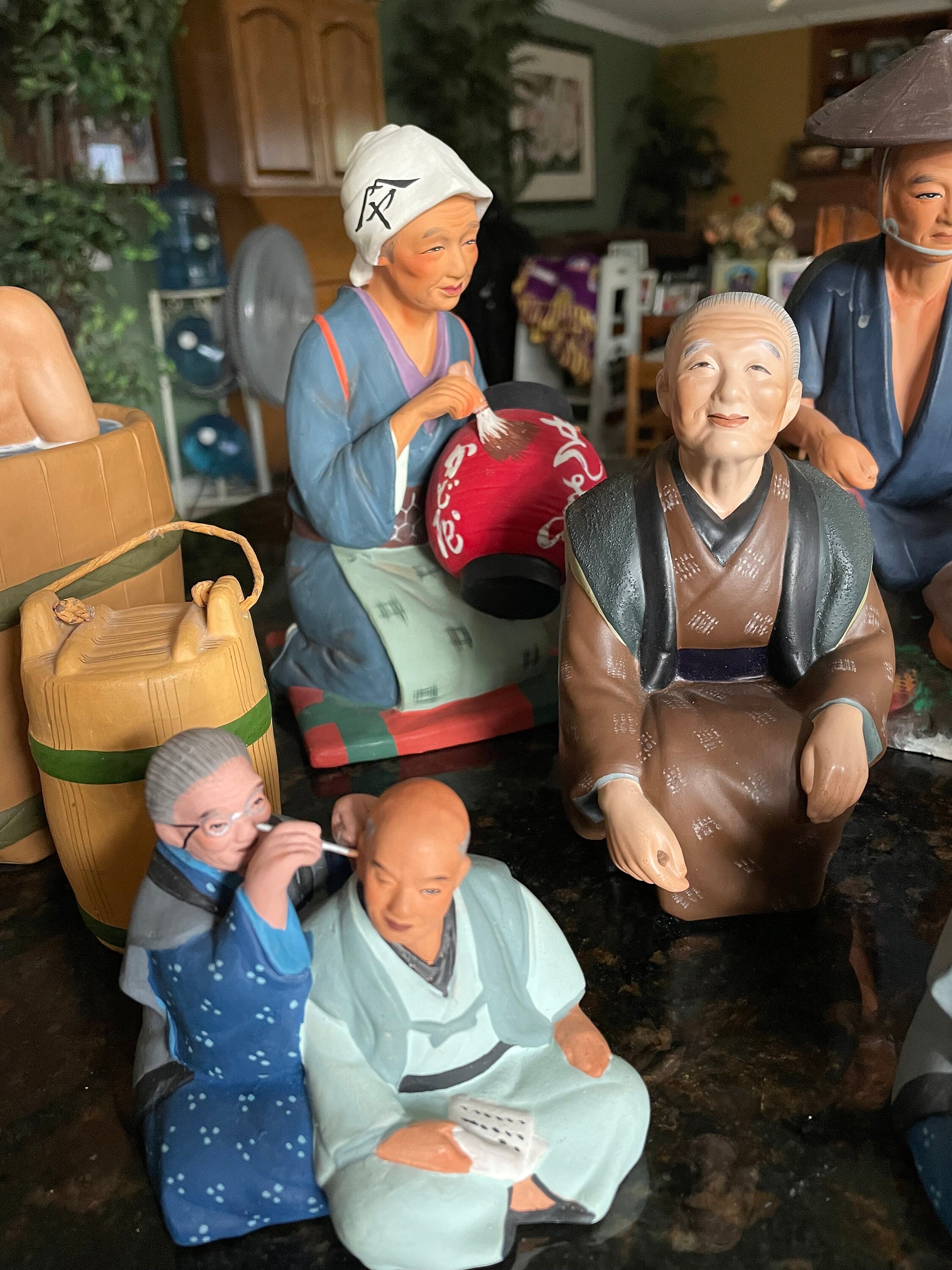 1950 Vintage 9-pc, Very Rare Hand-painted Japanese HAKATA KINKODO