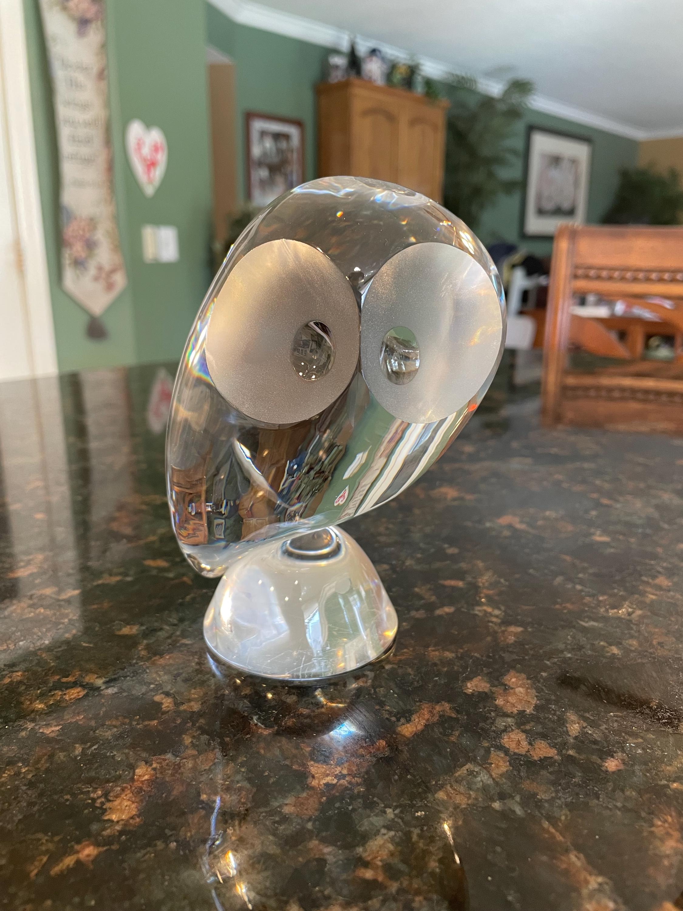 Owl Donald Pollard Steuben Crystal Glass Figurine VTG Art Frosted