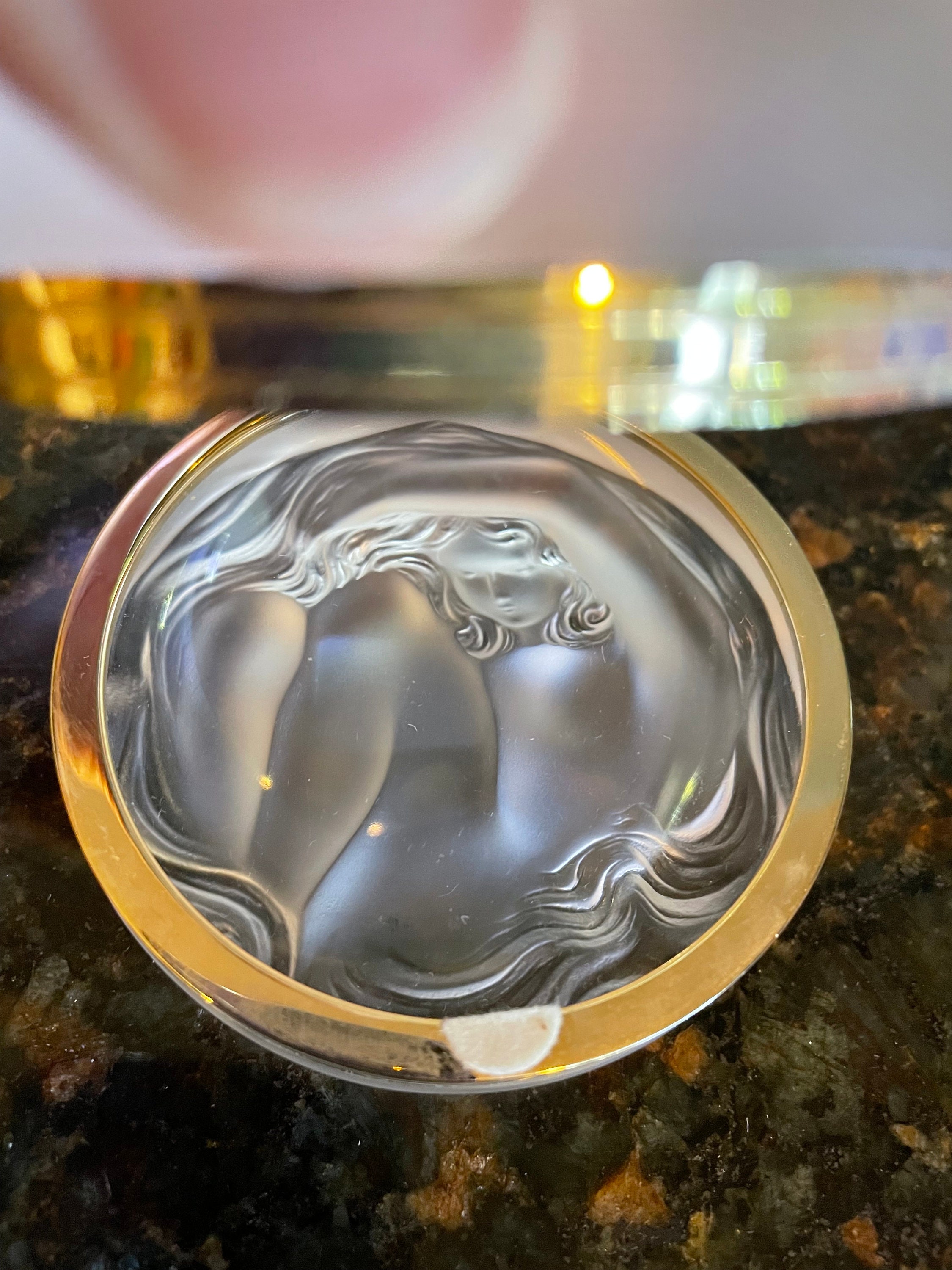 Lalique Crystal 1970's 'daphne' Nymph Nude Frosted Powder