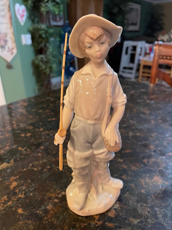 Lladro Figurine 4809 Fisher Boy, 8 3/4 Figure of a Boy, Spanish