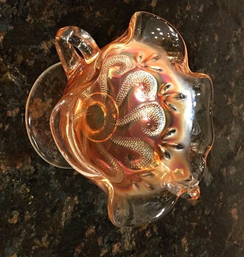 Carnival Glass Question Mark Bonbon Dish/bowl Made by Dugan Etsy