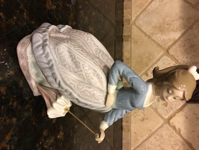 Lladro Spain Porcelain Figurine Evita 5212 Girl With Umbrella Parasol Etsy