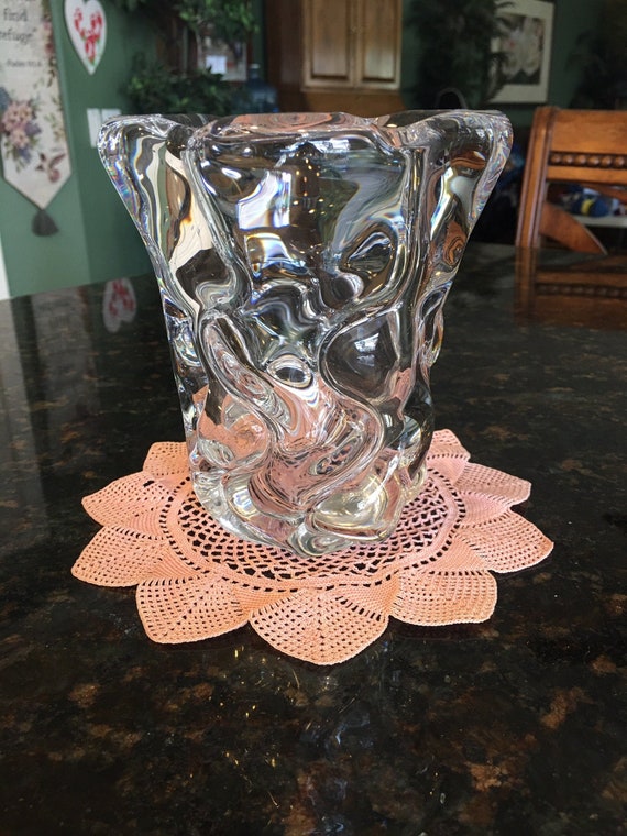 DAUM NANCY France Clear Crystal Free Form Vase ~ in Perfect 