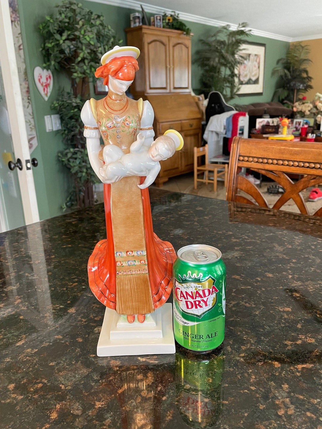 LARGE Herend Hungary Fine Porcelain Matyo Madonna and Child