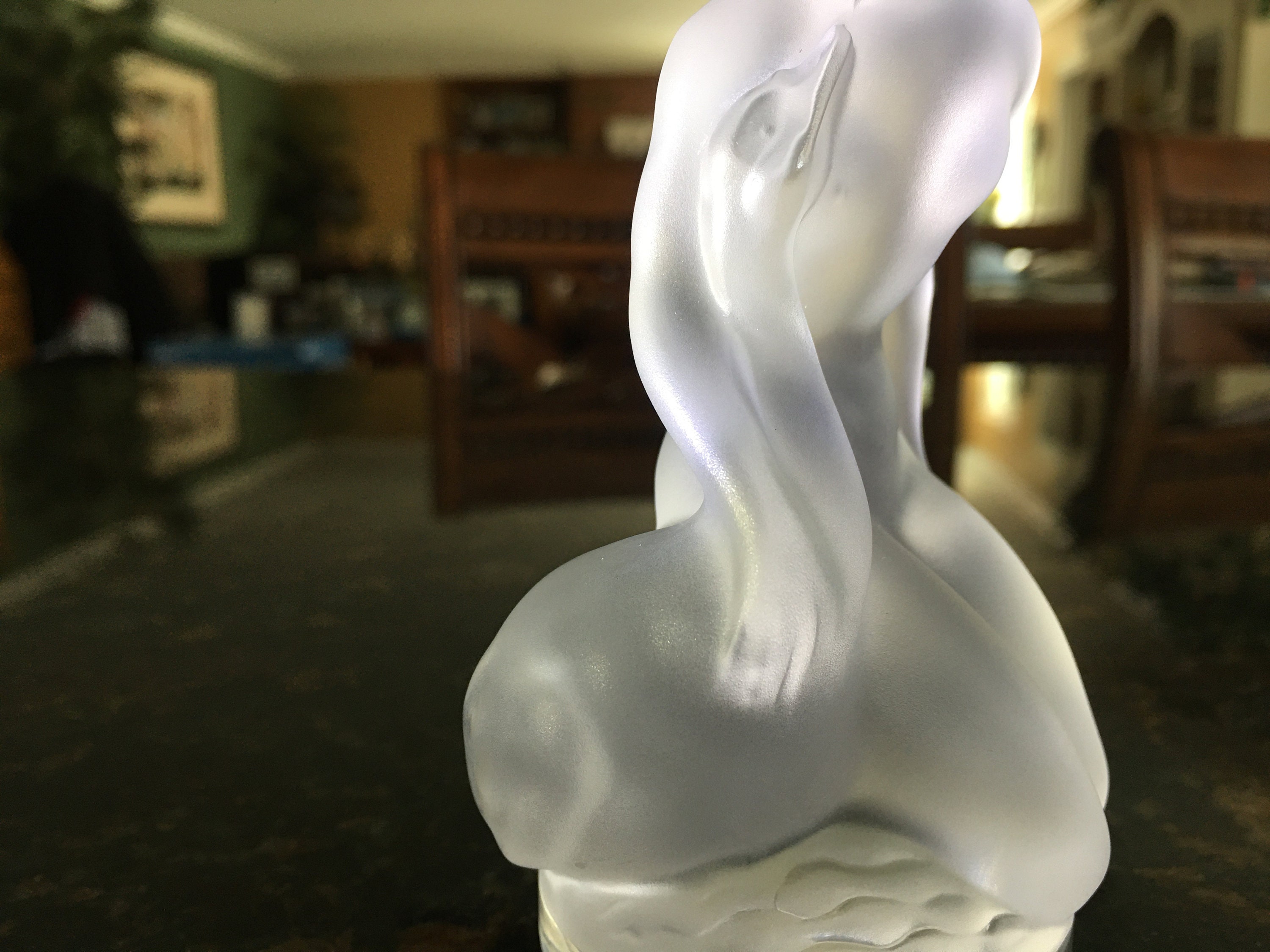 OLD LALIQUE フロストクリスタル女性像と白鳥 Rene LALIQUE France NUDE WOMEN With Goose Swan, in Perfect