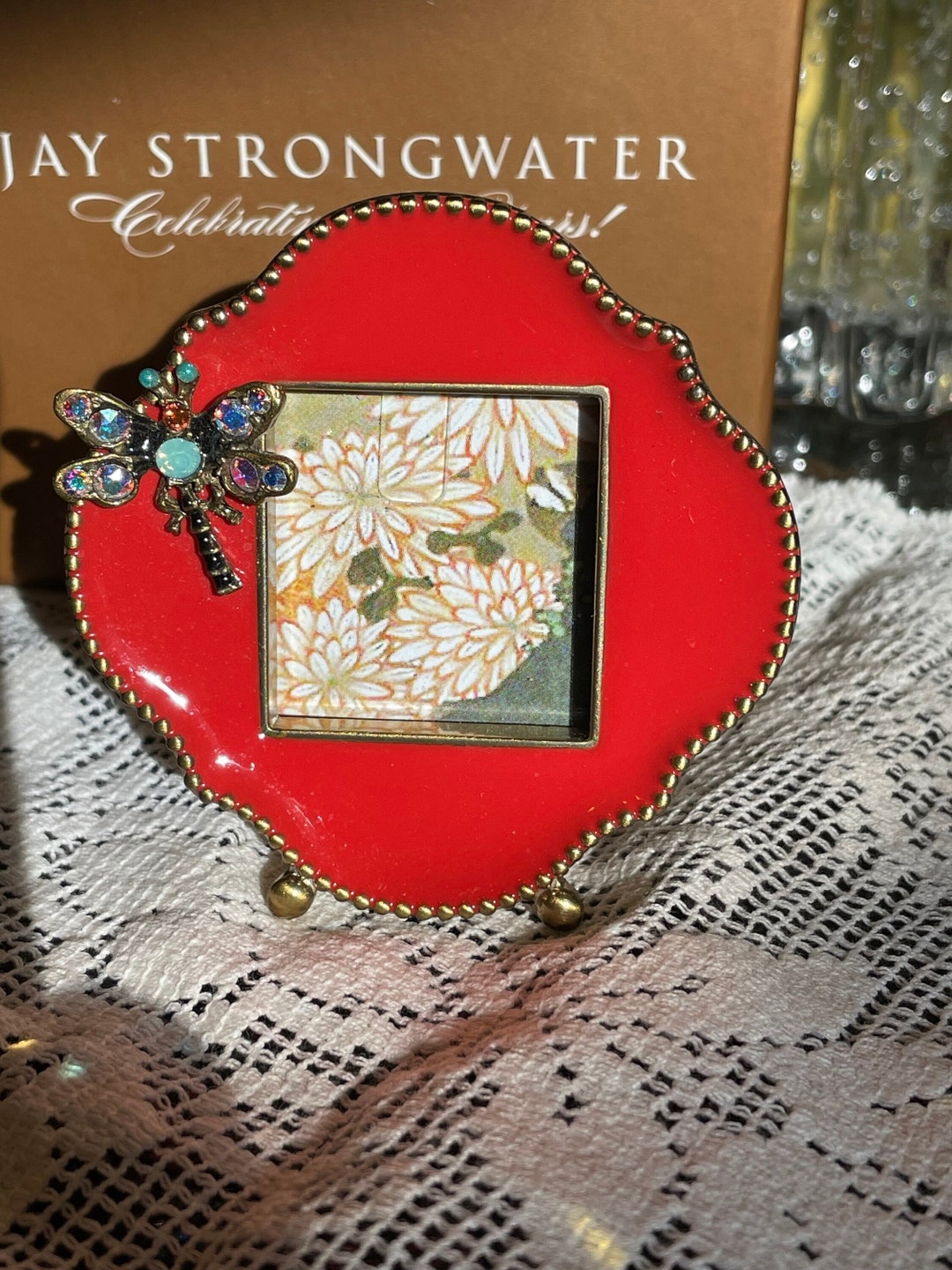 JAY STRONGWATER フォトフレーム　ジェイストロングウォーター Jay Strongwater Red Mini Dragonfly Frame, Flawless! EXCELLENT