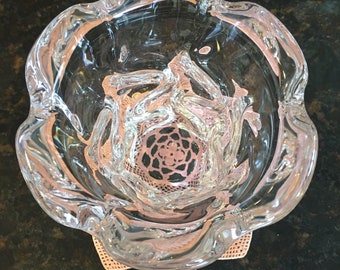 french vintage antique daum ボウル DAUM NANCY France Clear Crystal Free Form Vase ~ in Perfect