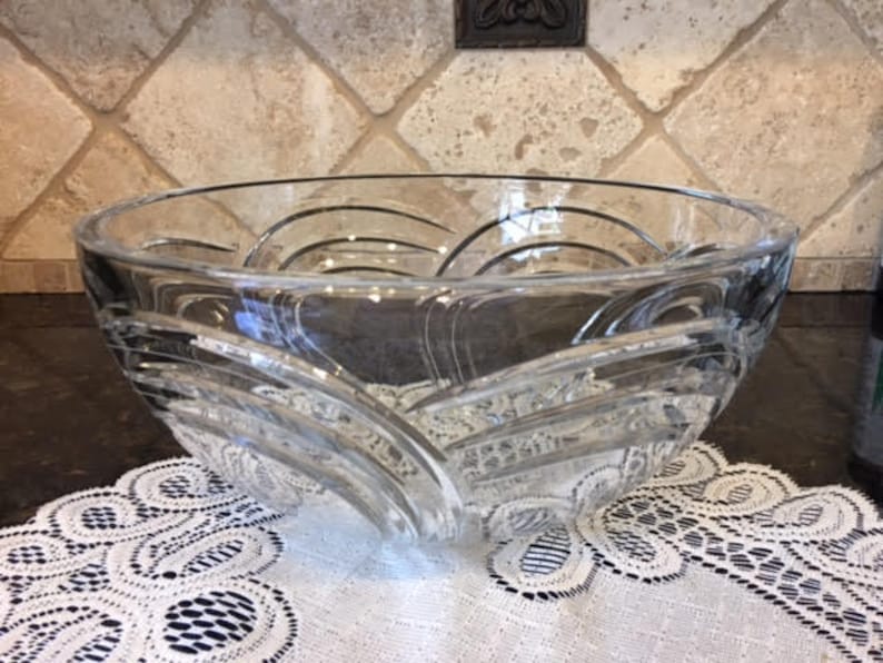 Vintage Rogaska Crystal Maestro Round Bowl, SIGNED 1980s Mid Century