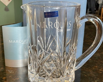 Marquis by Waterford Brookside 7 Inch Pitcher with Handle, Luxury Dining ~ NEW in Box