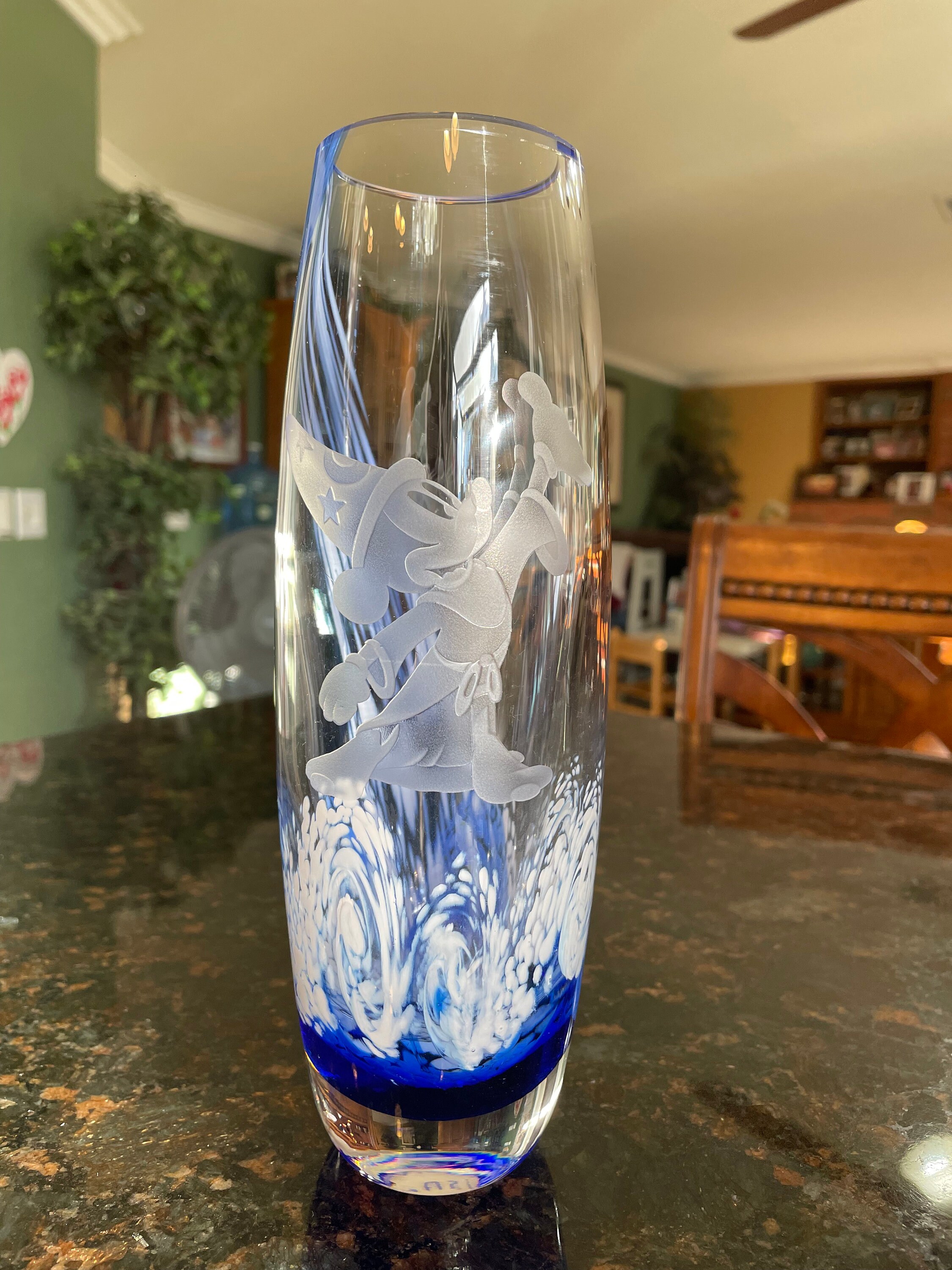 DISNEY FANTASIA Mickey Mouse Glass Vase ~ Showcase Collection 