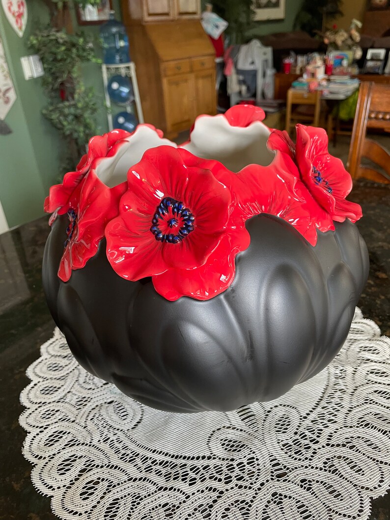 HUGE Franz Porcelain unfailing Youth Poppy Vase Etsy