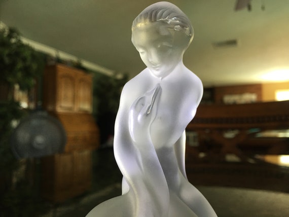 Rene LALIQUE France NUDE WOMEN With Goose Swan, in Perfect