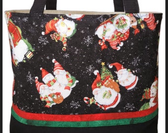 Christmas Purse, Christmas Gnome Shoulder Bag Purse, Santa Gnome Tote Purse, Christmas Gnome Handbag, Holiday Tote, Overnight Bag