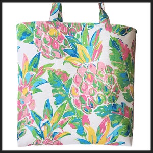 Tropical Pineapple Tote Bag, Tropical Pineapple Shoulder Bag Purse, Tropical Purse, Beach Tote, Tropical Shopping Bag, Gift Item for Her,