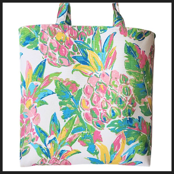 Tropical Pineapple Tote Bag, Tropical Pineapple Shoulder Bag Purse, Tropical Purse, Beach Tote, Tropical Shopping Bag, Gift Item for Her,