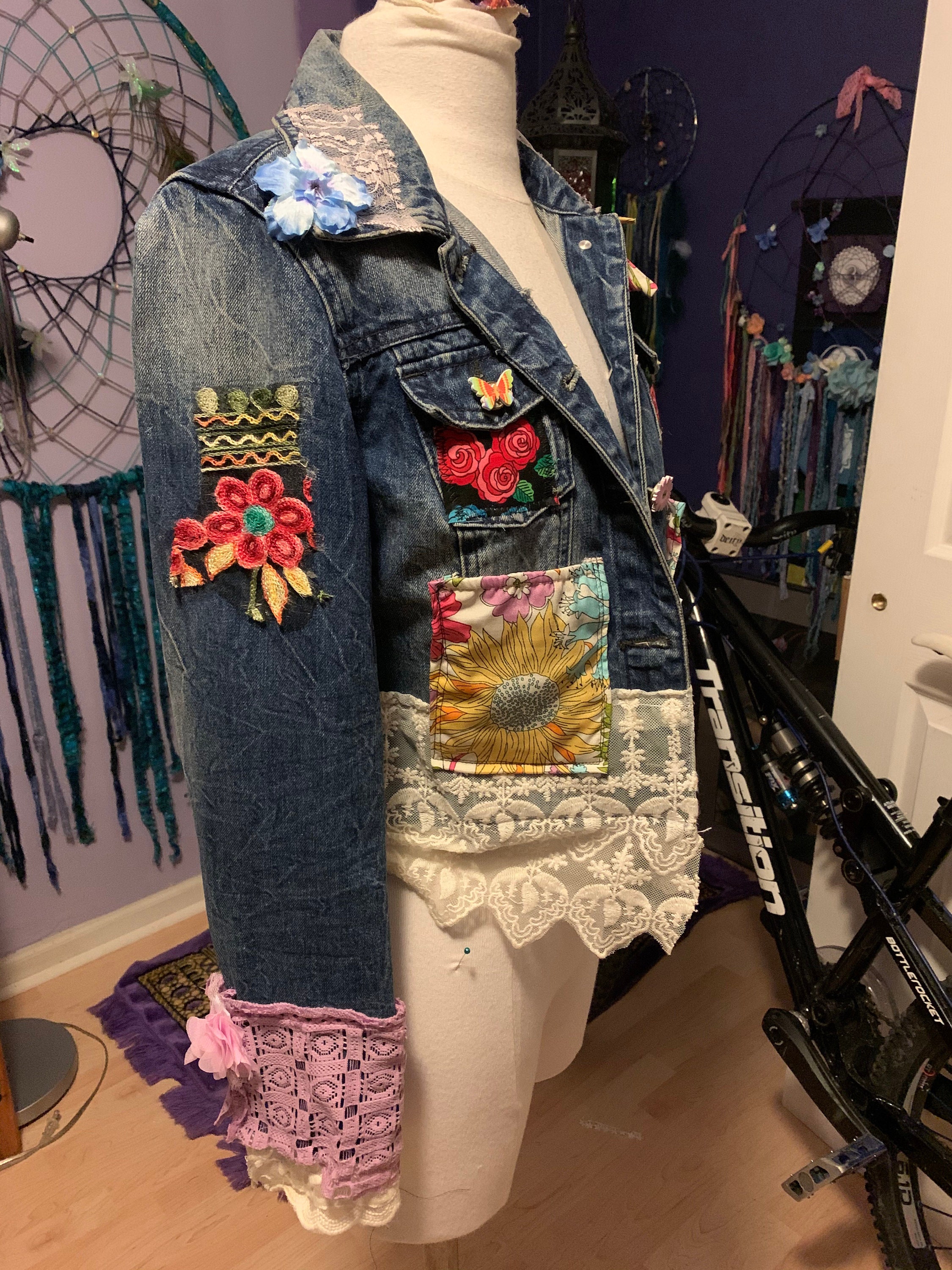 Upcycled Patchwork Punky Upcycled Denim Jacket Etsy