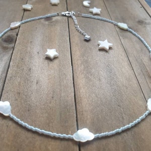 Beaded mother of pearl clouds necklace