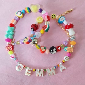 Collar personalizado de nácar cuentas de frutas de polímero estilo años 90