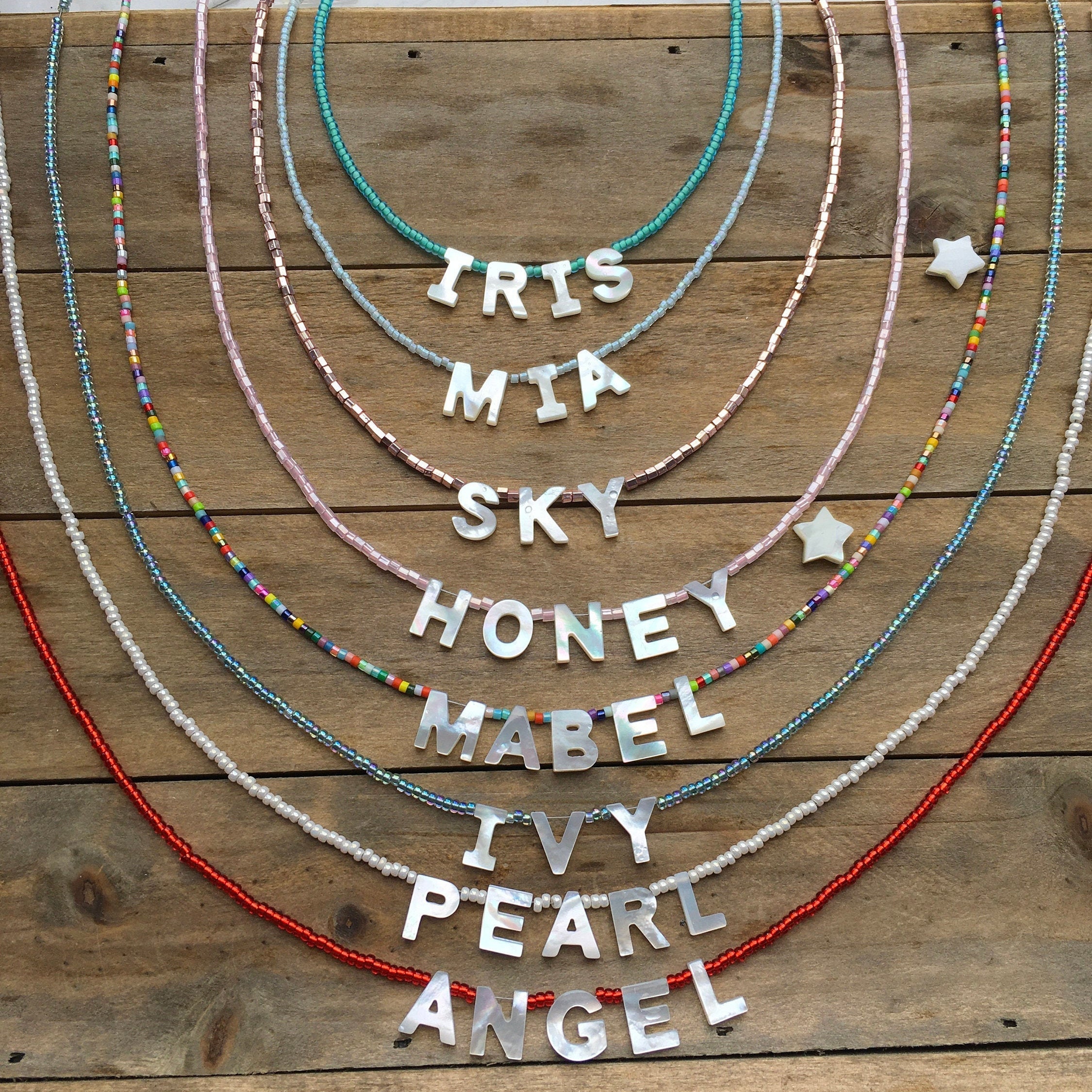 Genuine Delicate Mother of Pearl Letter Name Necklaces