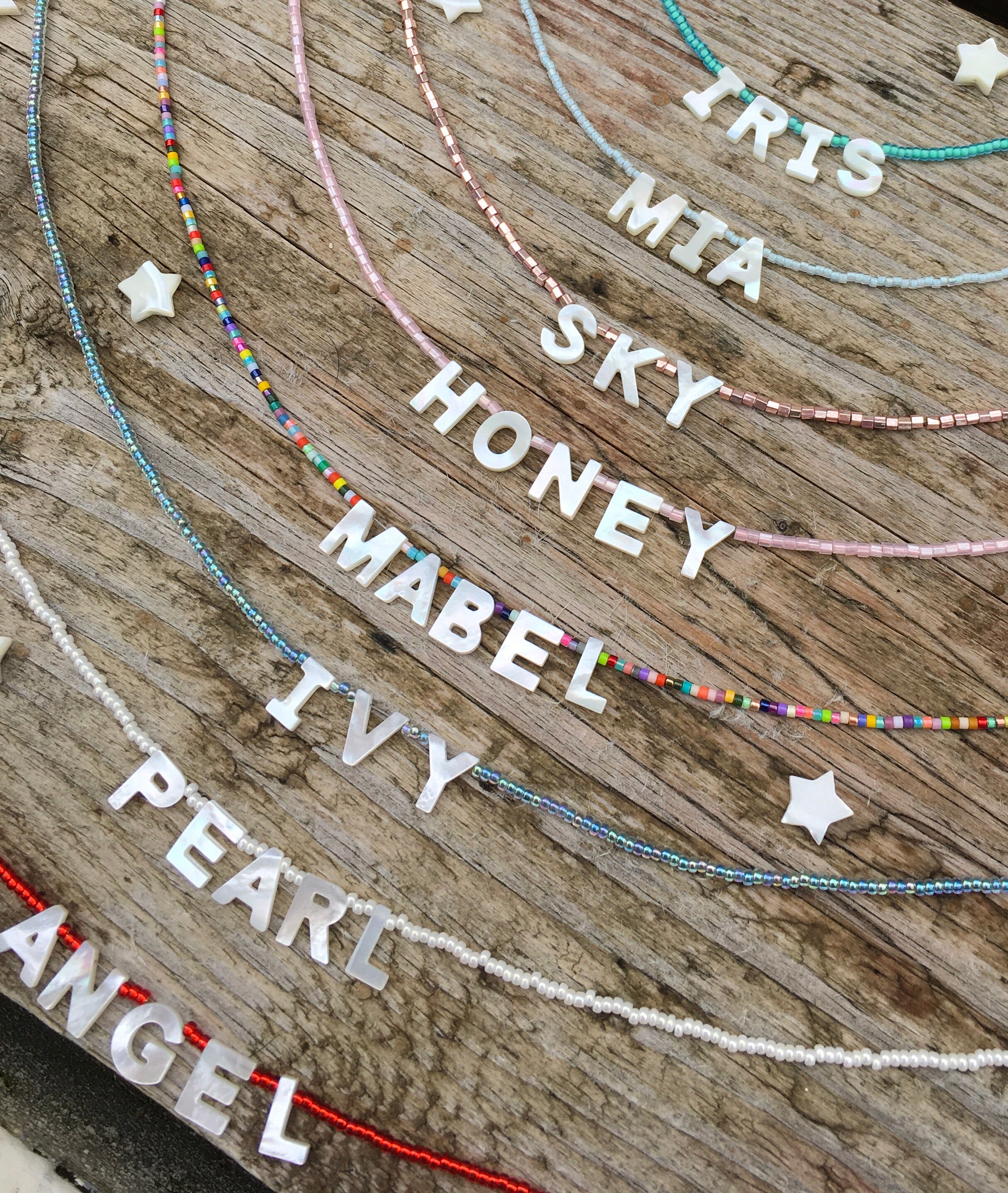 Genuine Delicate Mother of Pearl Letter Name Necklaces