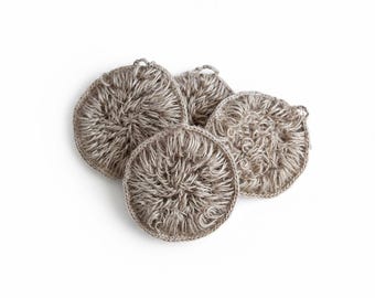 Pano esfoliante seco natural, almofada esfoliante facial, esfoliante de pele com fios de jato, esfoliante corporal ecológico