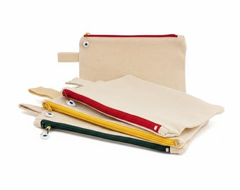 Bolsa de maquiagem minimalista em gabardine com zíper, organizador de cosméticos ecológico, mini bolsa de mão.