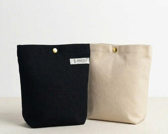 Conjunto de 2 nécessaires de lona com fecho de pressão, organizadores internos para bolsas, pequenas nécessaires de maquiagem em gabardine, armazenamento minimalista.