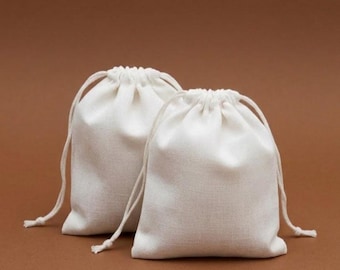 Conjunto de 5 saquinhos de cetim branco para joias, 10 x 15 cm, resistentes a manchas, com cordão, embalagem de presente de luxo.