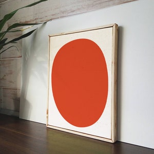 Abstract Red Sun Geometric Art Print in Minimalist Style