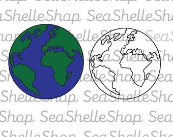 Globo terráqueo en capas y contorno SVG PNG