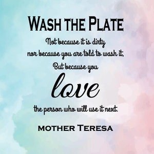 Mother Teresa Wash the Plate Digital File SVG PNG