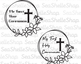 First Holy Communion Floral Lily SVG PNG