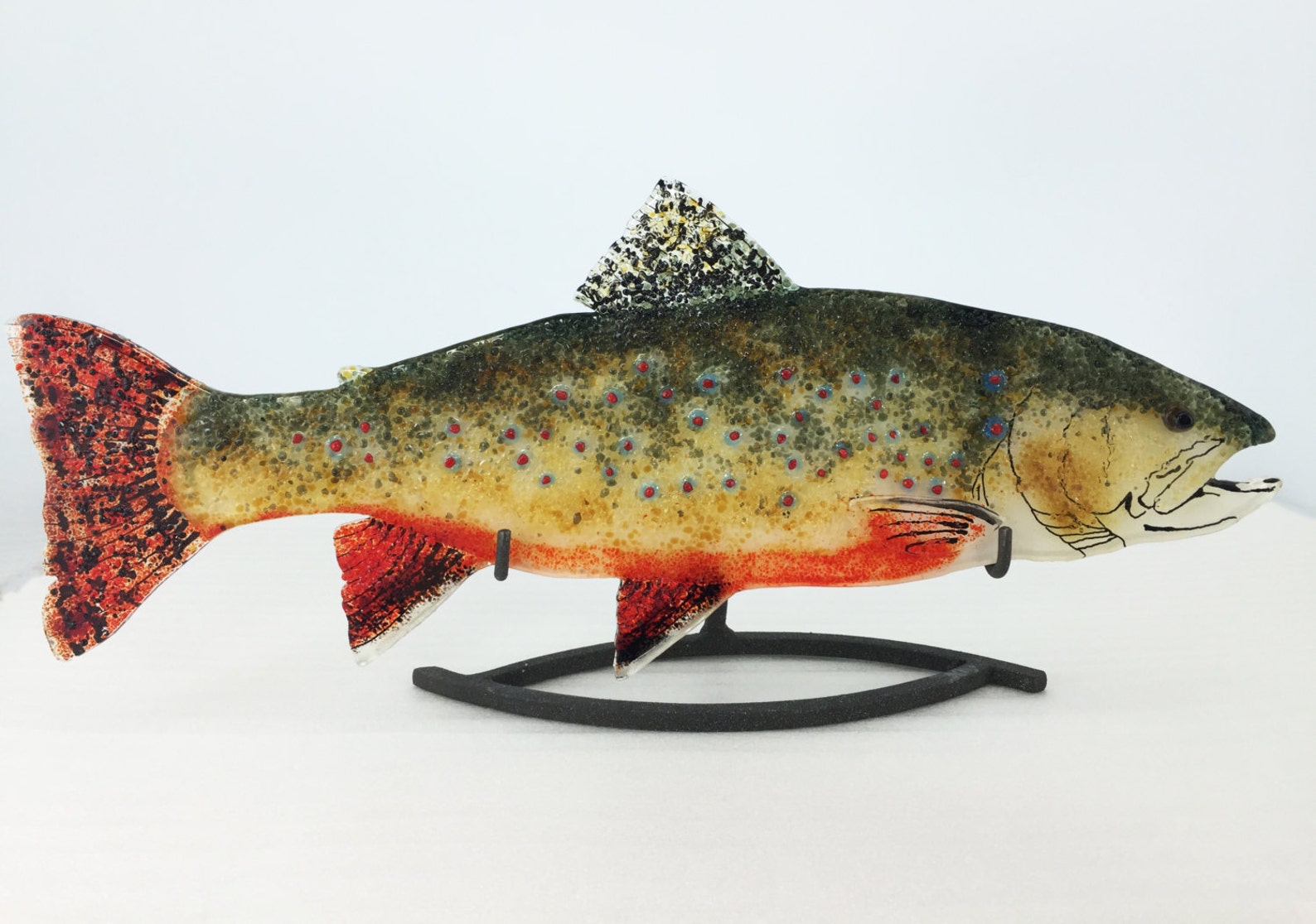 Brook Trout Glass Fish Fused Glass Art Hanging Glass Fish Etsy