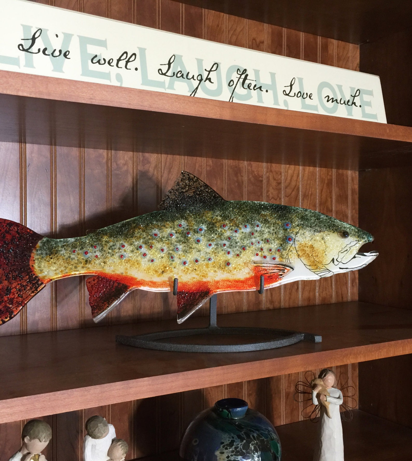 Brook Trout Glass Fish Fused Glass Art Hanging Glass Fish Etsy