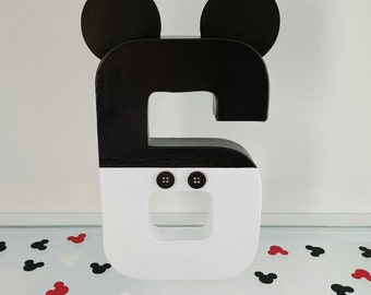 Mickey Mouse inspired photo prop, mickey mouse birthday decor, number photo prop, 8" paper mache number, birthday number props, photo prop