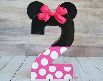 Minnie mouse inspired photo prop, minnie mouse birthday decoration, number photo prop, paper mache number, birthday number props, Photo prop