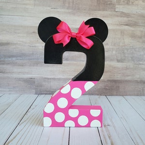 Minnie mouse inspired photo prop, minnie mouse birthday decoration, number photo prop, paper mache number, birthday number props, Photo prop