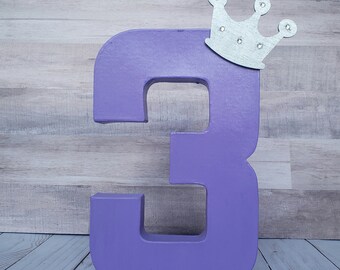 Paper mache numbers, age photo prop, photo prop, 8" paper mache numbers, birthday decor, first birthday, choose number, princess birthday