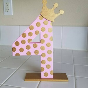 Paper mache number photo prop, Photo prop, Age photo prop, Age birthday decor, pink and gold birthday decor, 8 paper mache number, polkadot image 5