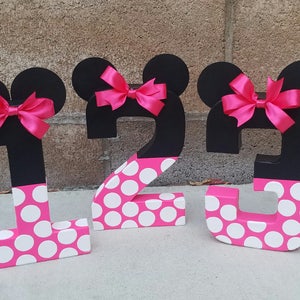 Minnie mouse inspired photo prop, minnie mouse birthday decoration, number photo prop, paper mache number, birthday number props, Photo prop image 5