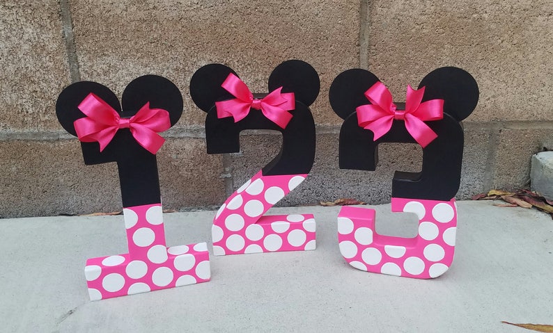 Minnie mouse inspired photo prop, minnie mouse birthday decoration, number photo prop, paper mache number, birthday number props, Photo prop image 5