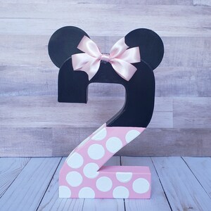 Minnie mouse inspired photo prop, minnie mouse birthday decoration, number photo prop, paper mache number, birthday number props, Photo prop image 3