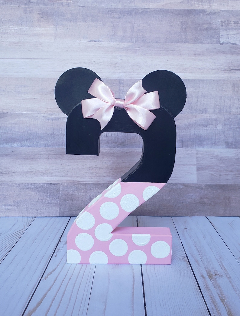 Minnie mouse inspired photo prop, minnie mouse birthday decoration, number photo prop, paper mache number, birthday number props, Photo prop image 3